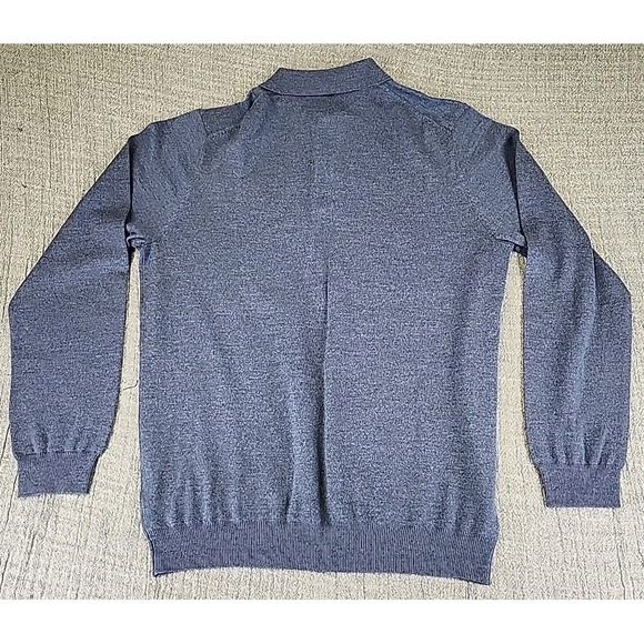 Joseph Abboud Extra Fine Merino Wool Polo 3 Button Sweater XL Navy Blue - Picture 5 of 9